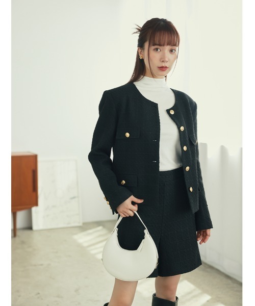 fifth（フィフス）の「ツイードジャケット（ノーカラージャケット・レディース・ブラック・M）」の3枚目の写真