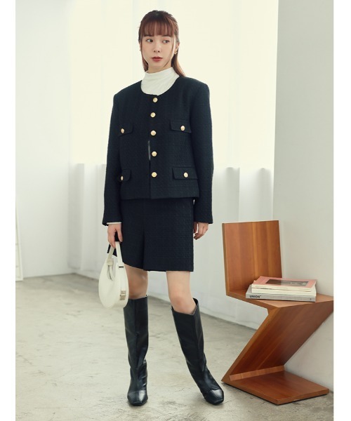 fifth（フィフス）の「ツイードジャケット（ノーカラージャケット・レディース・ブラック・M）」の5枚目の写真