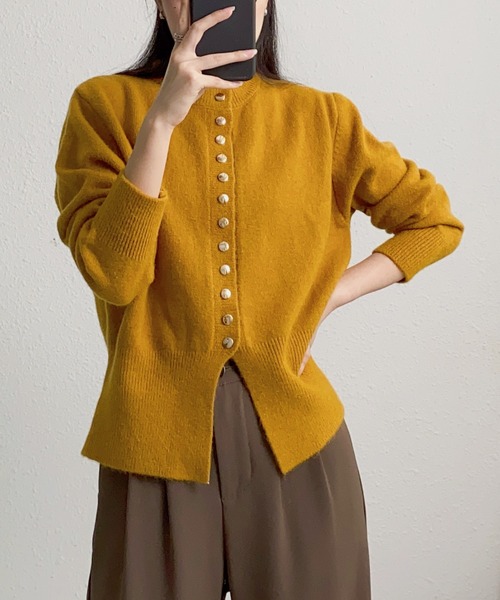 MAISON DE THERESE(メゾン ド テレーズ)の「ボタン開 クルーネックニットカーディガン セーター ボレロ(カーディガン/ボレロ・レディース・レッド/Mustard/アイボリー/チャコールグレー・FREE)」の9枚目の写真