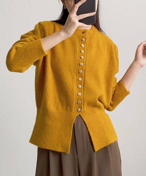 MAISON DE THERESE(メゾン ド テレーズ)の「ボタン開 クルーネックニットカーディガン セーター ボレロ(カーディガン/ボレロ・レディース・レッド/Mustard/アイボリー/チャコールグレー・FREE)」の10枚目の写真