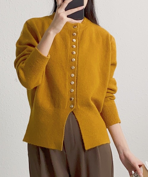 MAISON DE THERESE(メゾン ド テレーズ)の「ボタン開 クルーネックニットカーディガン セーター ボレロ(カーディガン/ボレロ・レディース・レッド/Mustard/アイボリー/チャコールグレー・FREE)」の12枚目の写真