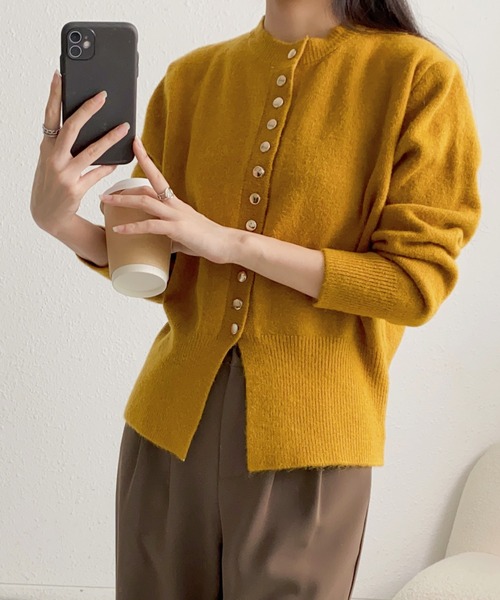 MAISON DE THERESE(メゾン ド テレーズ)の「ボタン開 クルーネックニットカーディガン セーター ボレロ(カーディガン/ボレロ・レディース・レッド/Mustard/アイボリー/チャコールグレー・FREE)」の13枚目の写真