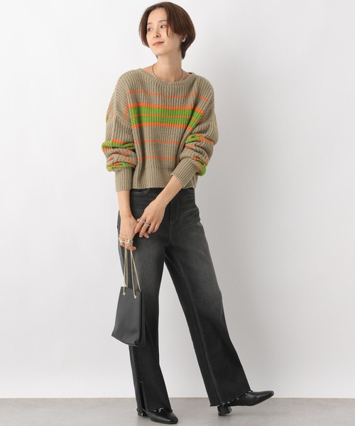 LEPSIM（レプシィム）の「5ゲージマルチボーダープルオーバー　983142（ニット/セーター・レディース・ベージュ/パープル/ブルー・FREE）」の6枚目の写真