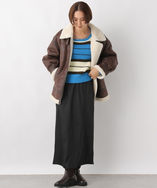 LEPSIM（レプシィム）の「5ゲージマルチボーダープルオーバー　983142（ニット/セーター・レディース・ベージュ/パープル/ブルー・FREE）」の10枚目の写真