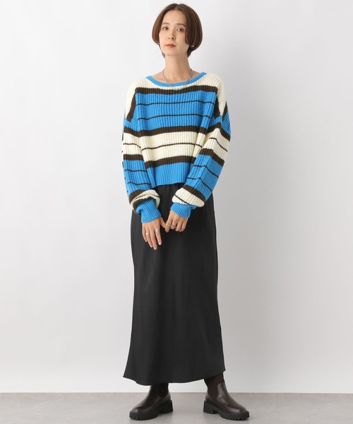 LEPSIM（レプシィム）の「5ゲージマルチボーダープルオーバー　983142（ニット/セーター・レディース・ベージュ/パープル/ブルー・FREE）」の11枚目の写真