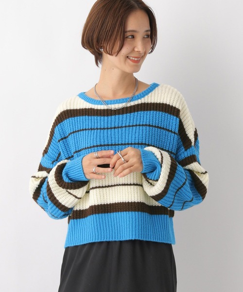 新品未使用　GOLDWIN　ALBIREO GL31850P 　レディースL LEPSIM（レプシィム）の「5ゲージマルチボーダープルオーバー