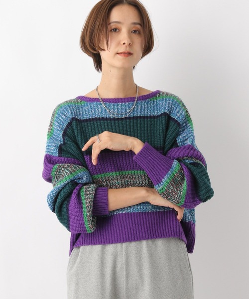 LEPSIM（レプシィム）の「5ゲージマルチボーダープルオーバー　983142（ニット/セーター・レディース・ベージュ/パープル/ブルー・FREE）」の19枚目の写真