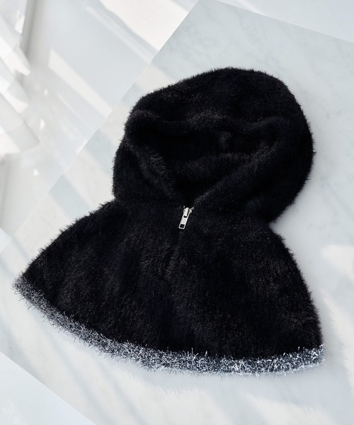 HARE(ハレ)の「シャギーバラクラバ(HARE)(ネックウォーマー/スヌード・レディース・ブラック/ライトグレー・FREE)」の2枚目の写真