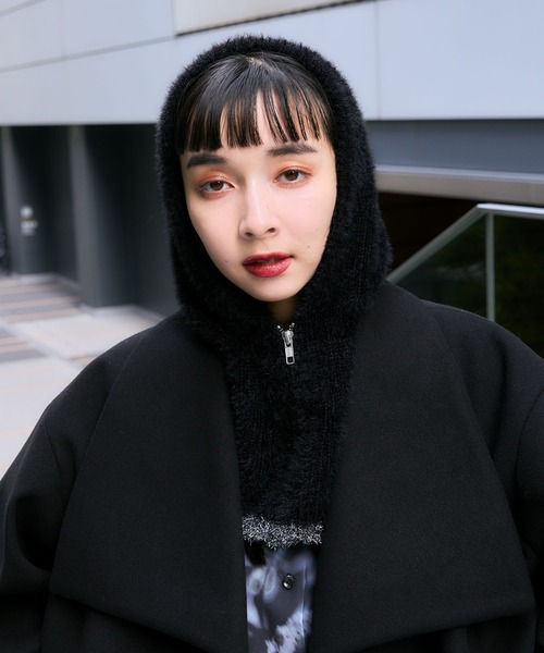 HARE(ハレ)の「シャギーバラクラバ(HARE)(ネックウォーマー/スヌード・レディース・ブラック/ライトグレー・FREE)」の3枚目の写真