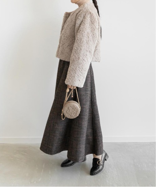 RANDA（ランダ）の「中綿入りショートファーブルゾン（ブルゾン・レディース・ホワイト/ブラウン/グレイッシュベージュ・FREE）」の19枚目の写真