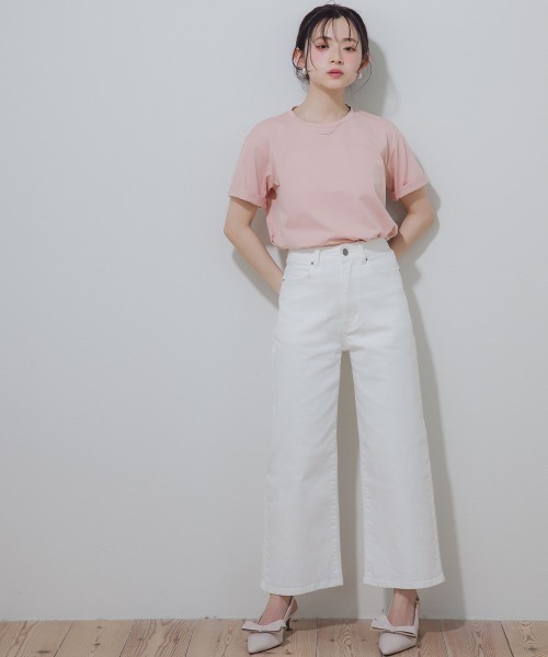 Petitjo（プッチージョ）の「小さいサイズ　すごく伸びるワイドデニムパンツ　低身長さん・小柄女性　選べる股下（デニムパンツ・レディース・ネイビー/ブルー系/ホワイト/ブラック・PSS1/PM1/PS1/PL1/PSS/PS/PL/PM）」の22枚目の写真