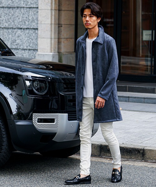 セール】スエードイタリアンカラーコート メンズ ロングコート