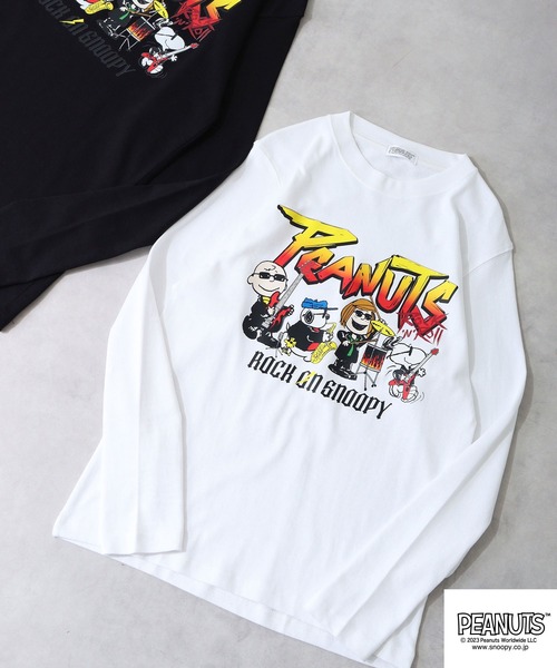 PEANUTS（ピーナッツ）の「PEANUTS スヌーピー ヘビーウェイト ロック 長袖 Tシャツ（Tシャツ/カットソー・レディース・ブラック系1/ネイビー/ホワイト系1/ブラック系2/ホワイト/ホワイト系2/ネイビー系1/ブラック/ネイビー系2・L/LL/M）」の3枚目の写真