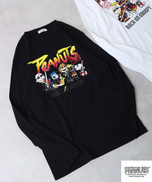 PEANUTS（ピーナッツ）の「PEANUTS スヌーピー ヘビーウェイト ロック 長袖 Tシャツ（Tシャツ/カットソー・レディース・ブラック系1/ネイビー/ホワイト系1/ブラック系2/ホワイト/ホワイト系2/ネイビー系1/ブラック/ネイビー系2・L/LL/M）」の6枚目の写真