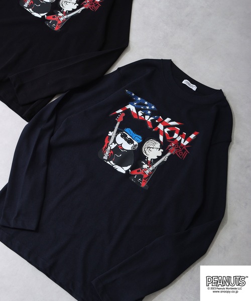 PEANUTS（ピーナッツ）の「PEANUTS スヌーピー ヘビーウェイト ロック 長袖 Tシャツ（Tシャツ/カットソー・レディース・ブラック系1/ネイビー/ホワイト系1/ブラック系2/ホワイト/ホワイト系2/ネイビー系1/ブラック/ネイビー系2・L/LL/M）」の8枚目の写真