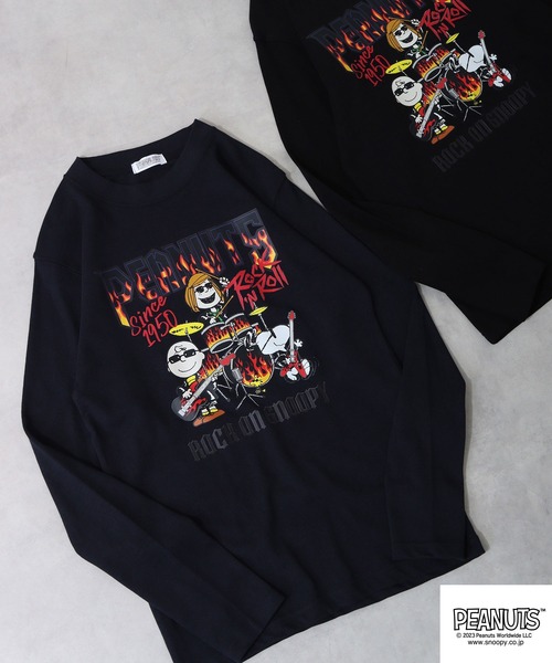 PEANUTS（ピーナッツ）の「PEANUTS スヌーピー ヘビーウェイト ロック 長袖 Tシャツ（Tシャツ/カットソー・レディース・ブラック系1/ネイビー/ホワイト系1/ブラック系2/ホワイト/ホワイト系2/ネイビー系1/ブラック/ネイビー系2・L/LL/M）」の7枚目の写真