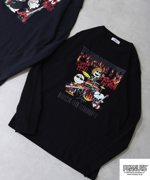 PEANUTS（ピーナッツ）の「PEANUTS スヌーピー ヘビーウェイト ロック 長袖 Tシャツ（Tシャツ/カットソー・レディース・ブラック系1/ネイビー/ホワイト系1/ブラック系2/ホワイト/ホワイト系2/ネイビー系1/ブラック/ネイビー系2・L/LL/M）」の4枚目の写真