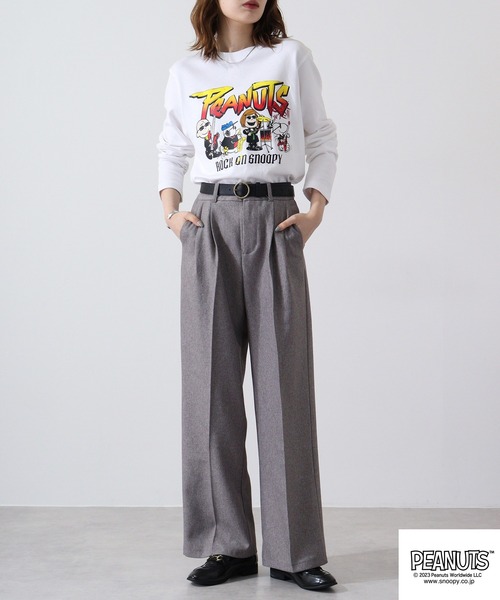 PEANUTS（ピーナッツ）の「PEANUTS スヌーピー ヘビーウェイト ロック 長袖 Tシャツ（Tシャツ/カットソー・レディース・ブラック系1/ネイビー/ホワイト系1/ブラック系2/ホワイト/ホワイト系2/ネイビー系1/ブラック/ネイビー系2・L/LL/M）」の21枚目の写真
