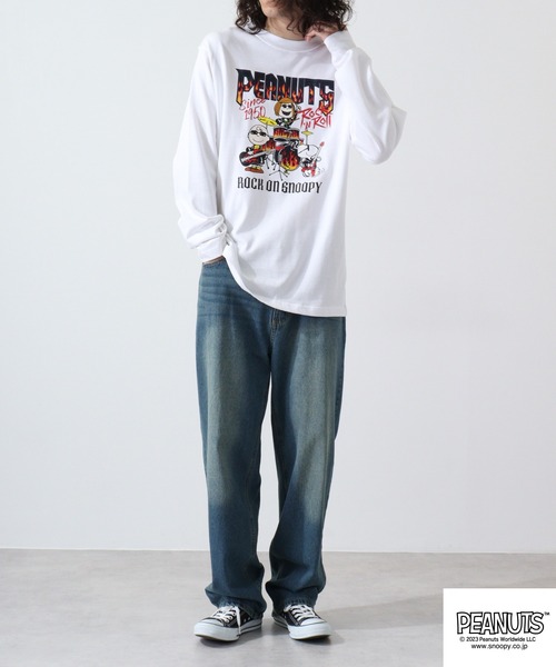 PEANUTS（ピーナッツ）の「PEANUTS スヌーピー ヘビーウェイト ロック 長袖 Tシャツ（Tシャツ/カットソー・レディース・ブラック系1/ネイビー/ホワイト系1/ブラック系2/ホワイト/ホワイト系2/ネイビー系1/ブラック/ネイビー系2・L/LL/M）」の13枚目の写真