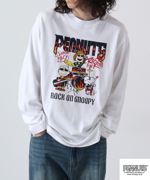PEANUTS（ピーナッツ）の「PEANUTS スヌーピー ヘビーウェイト ロック 長袖 Tシャツ（Tシャツ/カットソー・レディース・ブラック系1/ネイビー/ホワイト系1/ブラック系2/ホワイト/ホワイト系2/ネイビー系1/ブラック/ネイビー系2・L/LL/M）」の10枚目の写真