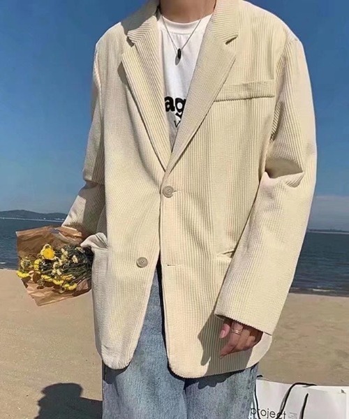 マ*ロ様 高級コーデュロイ✨トゥモローランド　ジャケット　濃紺 L相当 コーデュロイ ビッグシルエット テーラードジャケット MONO-MART