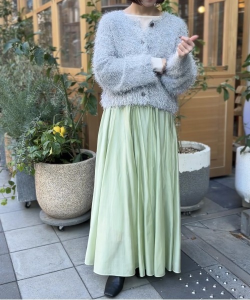 karen　オフホワイト36 セール】【セットアップ対応】シャギー2WAYショートカーディガン