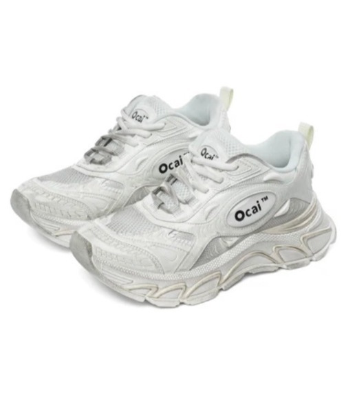 Ocai(オカイ)の「ストリートファッション Ocai オカイ RUN TECH ランテック ボリュームスニーカー 厚底スニーカー シューズ 靴 運動靴 テック系 ダッドスニーカー ローカットスニーカー 厚底シューズ 韓国ファッション 韓国ストリート(スニーカー・メンズ・ホワイト/ブラック/シルバー・27.0cm/24.5㎝/26.0cm/27.5cm/25.0cm/26.5cm/28.0cm/25.5cm)」の10枚目の写真