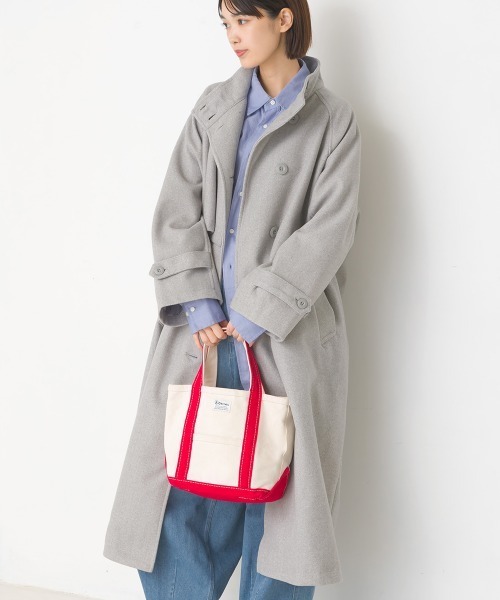 OMNES(オムネス)の「ニットモッサスタンドカラーロングコート(ステンカラーコート・レディース・アイボリー/ブラック/グレイッシュベージュ/チャコール/ダークブラウン/グレー・FREE)」の13枚目の写真