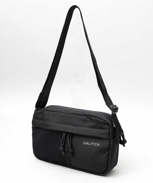 NAUTICA(ノーティカ)の「メッシュポケット ナイロン 横型 スクエアショルダー 多収納 クッションポケット付き(ショルダーバッグ・メンズ・ブラック・FREE)」の5枚目の写真