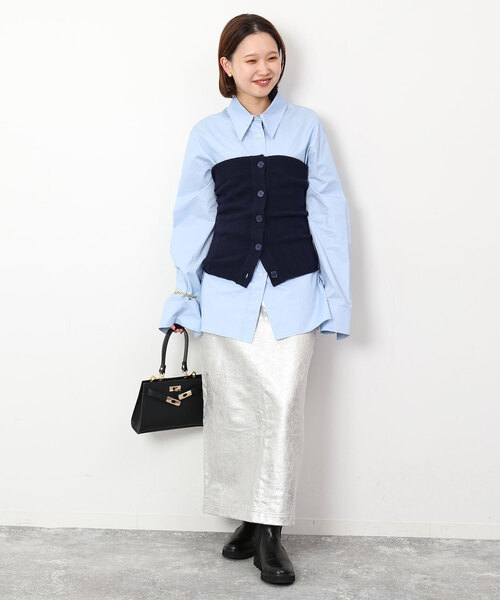 slobe iena ニットポンチョ　グレー 日本製］コットンレース編みニットポンチョ風ベスト | GIANNI LO