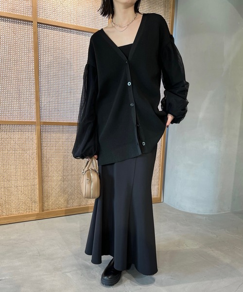 mystic（ミスティック）の「【サイズ展開あり】チュールスリーブカーディガン（カーディガン/ボレロ・レディース・ブルー/ベージュ/ブラック・1/2）」の16枚目の写真