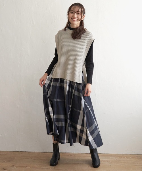 ikka（イッカ）の「サイドリボンニットベスト（ベスト・レディース・ミント/ベージュ/スカイブルー/ブラック・S/M/L）」の10枚目の写真