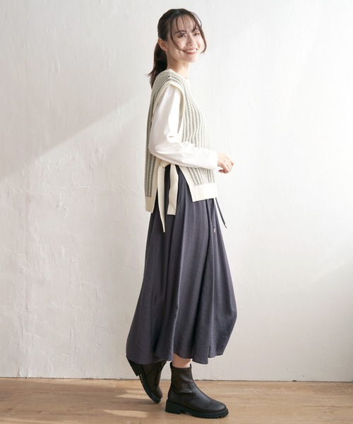 ikka（イッカ）の「サイドリボンニットベスト（ベスト・レディース・ミント/ベージュ/スカイブルー/ブラック・S/M/L）」の7枚目の写真