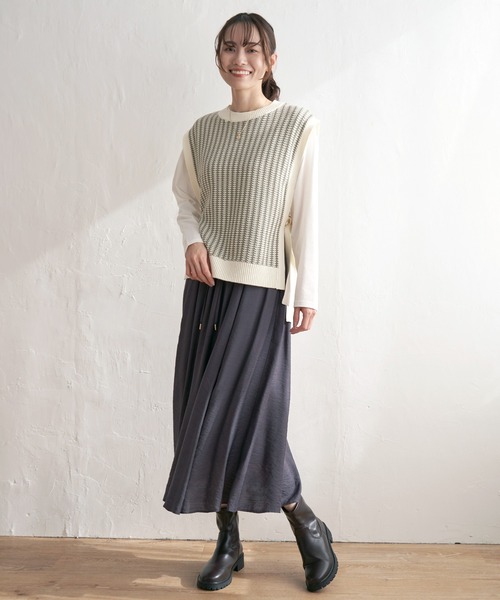 ikka（イッカ）の「サイドリボンニットベスト（ベスト・レディース・ミント/ベージュ/スカイブルー/ブラック・S/M/L）」の8枚目の写真