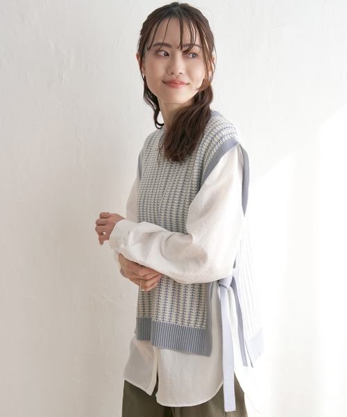 ikka（イッカ）の「サイドリボンニットベスト（ベスト・レディース・ミント/ベージュ/スカイブルー/ブラック・S/M/L）」の14枚目の写真