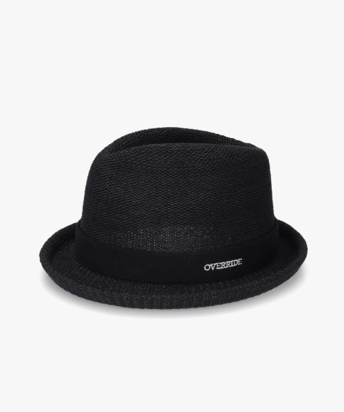 OVERRIDE（オーバーライド）の「OVERRIDE PAPER KNIT FEDORA / オーバーライド（ハット・メンズ・ブラウン/ホワイト/ベージュ/ブラック・62cm/58cm）」の2枚目の写真