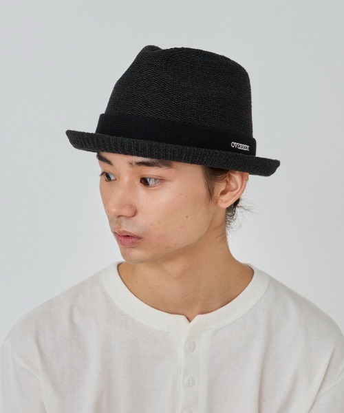 OVERRIDE（オーバーライド）の「OVERRIDE PAPER KNIT FEDORA / オーバーライド（ハット・メンズ・ブラウン/ホワイト/ベージュ/ブラック・62cm/58cm）」の8枚目の写真