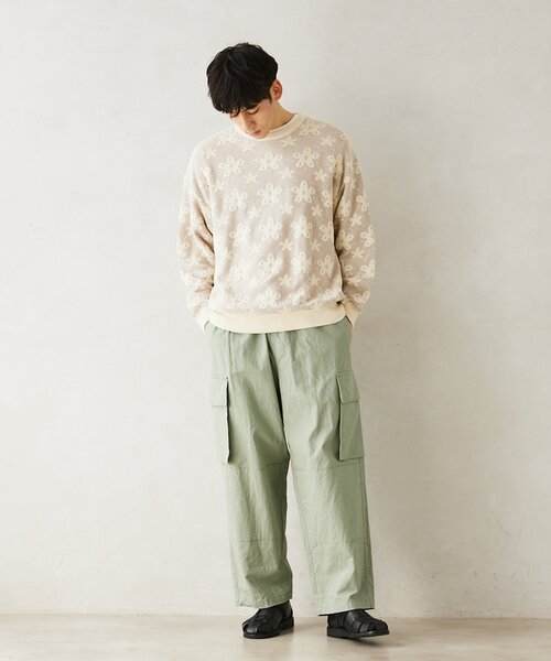 JOURNAL STANDARD relume(ジャーナルスタンダード レリューム)の「CALIFORNIA アモルファス ジャガードクルーネックニット(ニット/セーター・メンズ・ブラック/アイボリー/グリーン/ネイビー・MEDIUM/LARGE)」の9枚目の写真