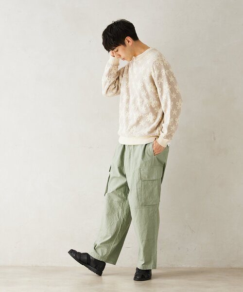 JOURNAL STANDARD relume(ジャーナルスタンダード レリューム)の「CALIFORNIA アモルファス ジャガードクルーネックニット(ニット/セーター・メンズ・ブラック/アイボリー/グリーン/ネイビー・MEDIUM/LARGE)」の13枚目の写真