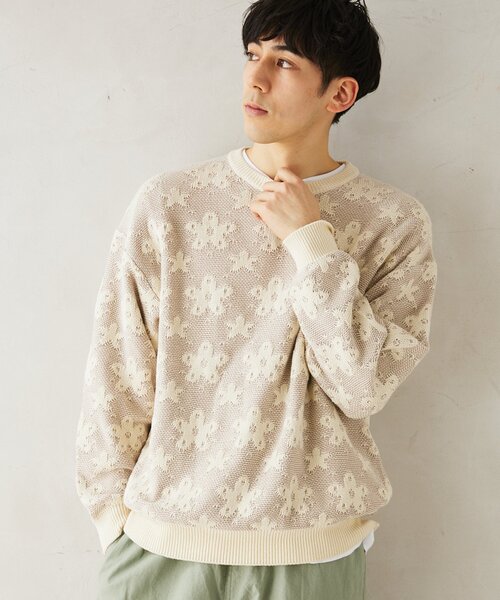 JOURNAL STANDARD relume(ジャーナルスタンダード レリューム)の「CALIFORNIA アモルファス ジャガードクルーネックニット(ニット/セーター・メンズ・ブラック/アイボリー/グリーン/ネイビー・MEDIUM/LARGE)」の17枚目の写真