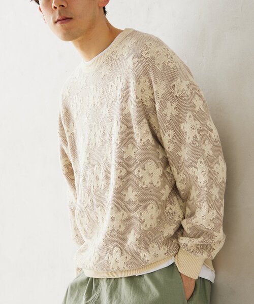 JOURNAL STANDARD relume(ジャーナルスタンダード レリューム)の「CALIFORNIA アモルファス ジャガードクルーネックニット(ニット/セーター・メンズ・ブラック/アイボリー/グリーン/ネイビー・MEDIUM/LARGE)」の18枚目の写真