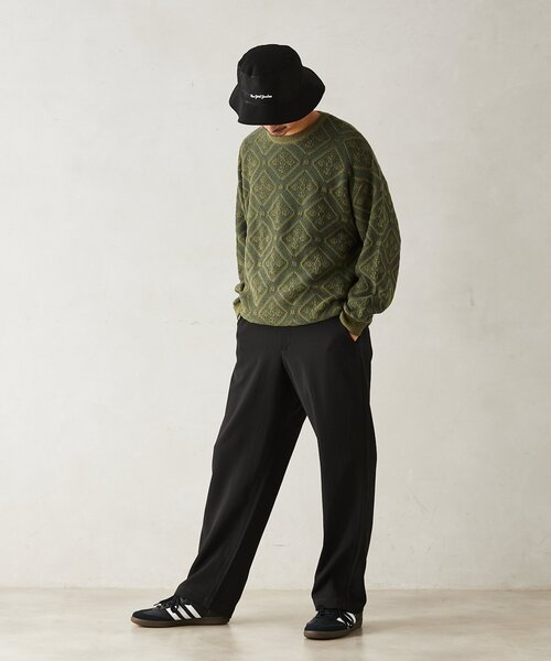 JOURNAL STANDARD relume(ジャーナルスタンダード レリューム)の「CALIFORNIA アモルファス ジャガードクルーネックニット(ニット/セーター・メンズ・ブラック/アイボリー/グリーン/ネイビー・MEDIUM/LARGE)」の22枚目の写真