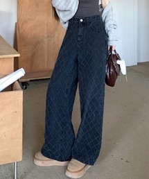 by muni:r | キルティングダイヤワイドデニムパンツ(デニムパンツ)