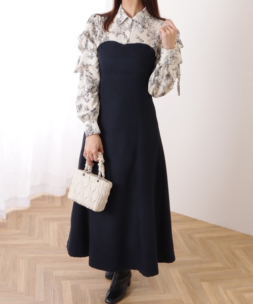 Lace Ladies（レースレディース）の「フリル付き カットアウト ドッキング シャツ ワンピース（ワンピース・レディース・ネイビー/ブラウン・S/FREE）」の18枚目の写真