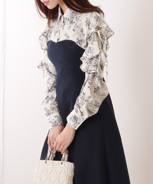 Lace Ladies（レースレディース）の「フリル付き カットアウト ドッキング シャツ ワンピース（ワンピース・レディース・ネイビー/ブラウン・S/FREE）」の19枚目の写真