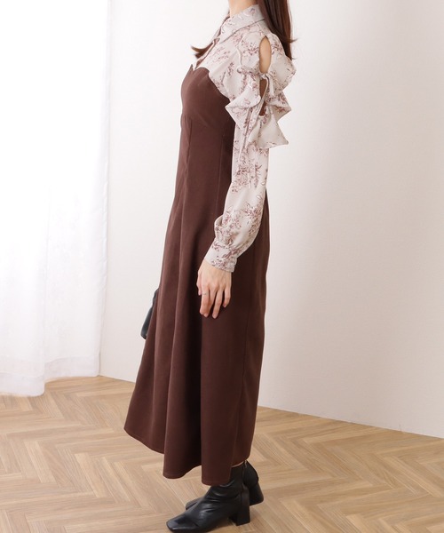 Lace Ladies（レースレディース）の「フリル付き カットアウト ドッキング シャツ ワンピース（ワンピース・レディース・ネイビー/ブラウン・S/FREE）」の7枚目の写真