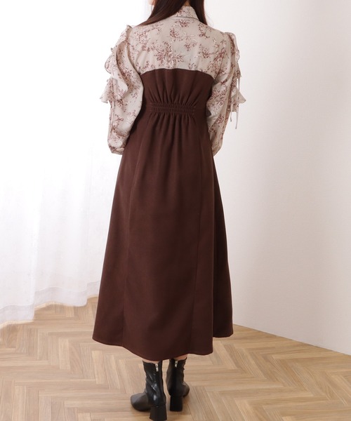 Lace Ladies（レースレディース）の「フリル付き カットアウト ドッキング シャツ ワンピース（ワンピース・レディース・ネイビー/ブラウン・S/FREE）」の8枚目の写真