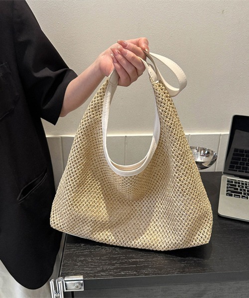 Miniministore（ミニミニストア）の「トートバッグ 透かし編みバッグポーチ付き（トートバッグ・レディース・オフホワイト/ベージュ/キャメル/ブラック・FREE）」の6枚目の写真