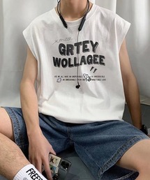 【NOWLE】ルーズシルエット フロントロゴ ノースリーブ Tシャツ