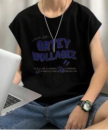 【NOWLE】ルーズシルエット フロントロゴ ノースリーブ Tシャツ